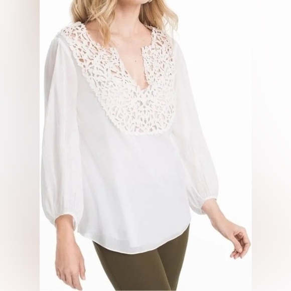 WHBM Laser Cut Cotton Blend Blouse NWT SZ 4 - Picture 4 of 8